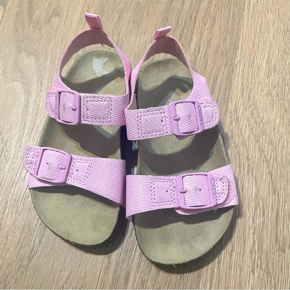 Carter’s girl Pink Kids Sandals size 9 velcro straps feminine Play wear sprinkle